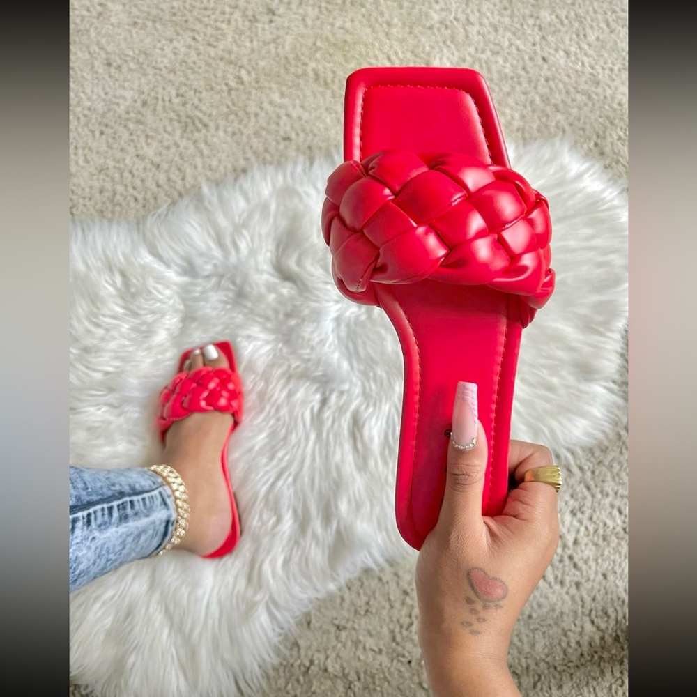 Red Square Toe Sandals
